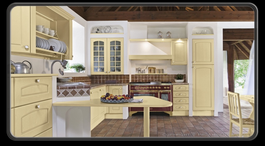 barvite kuhinje - kraška hiša