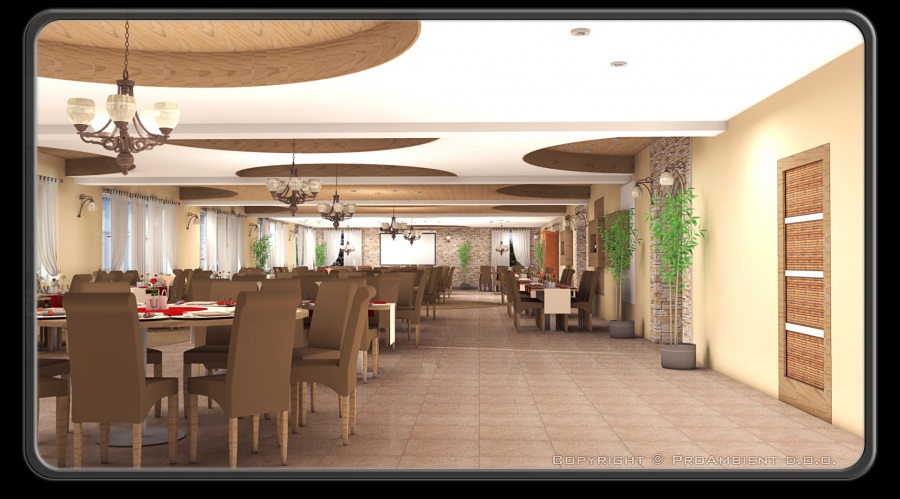 Vizualizacija restavracije hotela na Pohorju