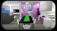 Načrtovanje notranje opreme - jedilnica, kuhinja, dnevna soba - 3D - vizualizacija hiše