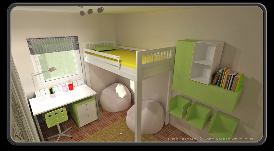 3D izris mladinske sobe