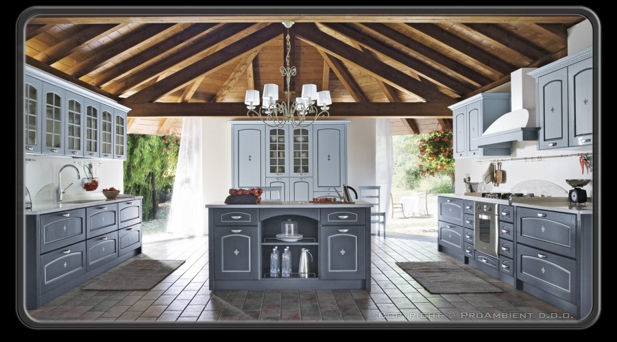 modra rustična kuhinja